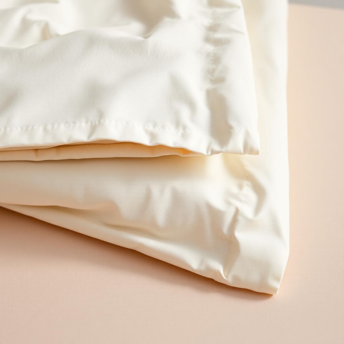 Folded premium cotton bedsheet set in soft neutral tones