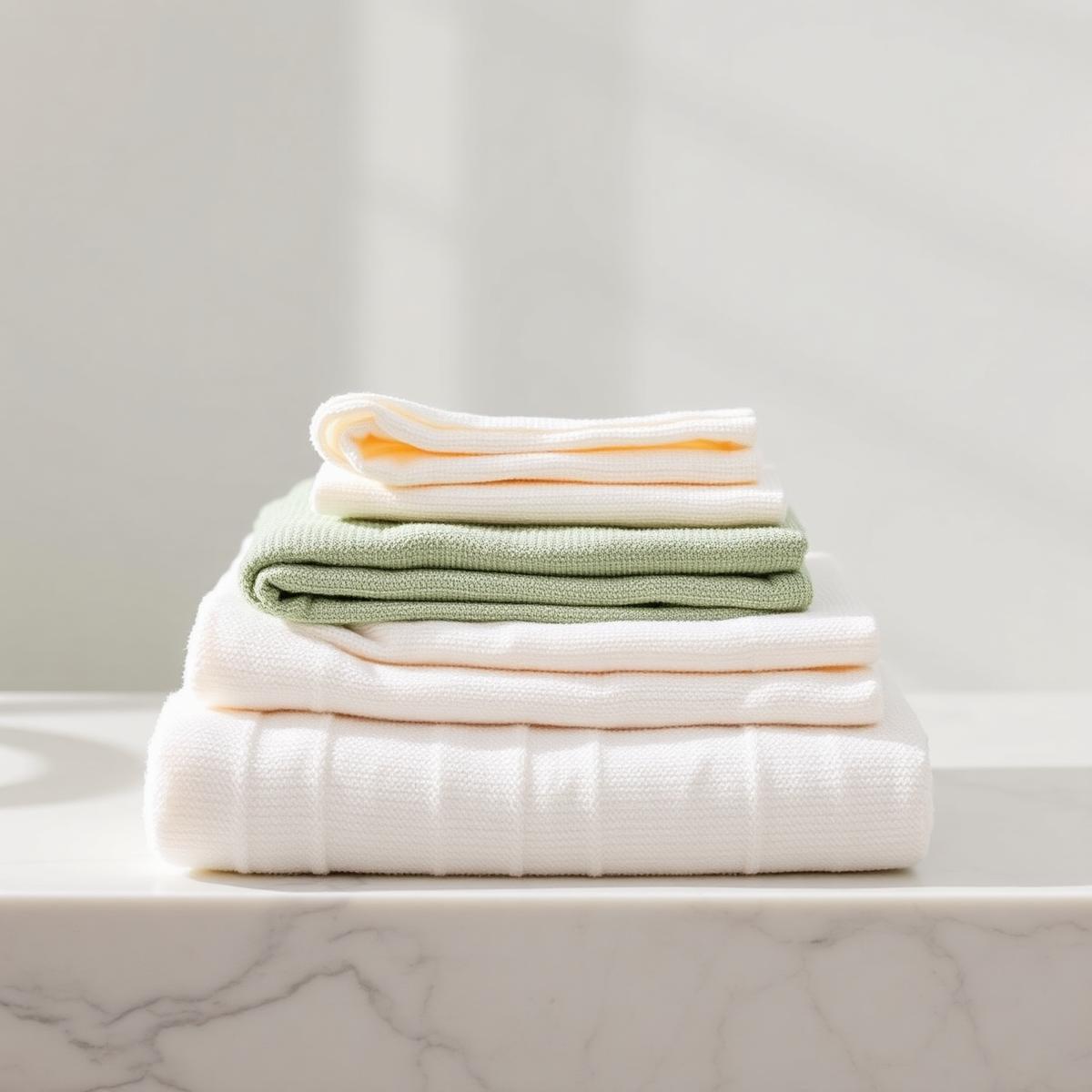 Stack of soft absorbent towels in neutral shades